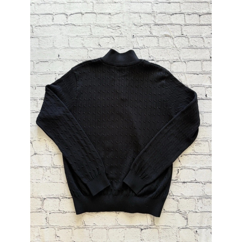 Astra Classic Womens Black Cotton Cable Knit Full Zip Cardigan Sweater Medium - Picture 4 of 16